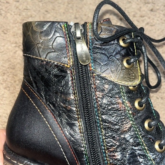 L'Artiste Spring Step Fallinluv Leather Lace-Up Boots Metallic Black 36 / 5.5-6 - Picture 9 of 13